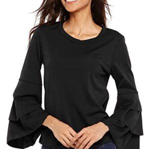 Women's long trumpet Sleeve Ruffle casual shirt